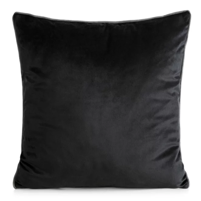 Poszewka na poduszkę 60x60 cm welwetowa o delikatnym połysku z ozdobną lamówką czarna GAJA 2 Eurofirany