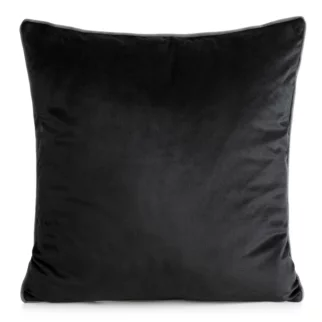 Poszewka na poduszkę 60x60 cm welwetowa o delikatnym połysku z ozdobną lamówką czarna GAJA 2 Eurofirany