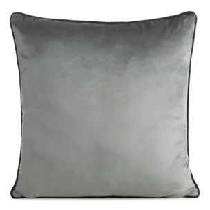 Poszewka na poduszkę 60x60 cm welwetowa o delikatnym połysku z ozdobną lamówką stalowa GAJA 2 Eurofirany
