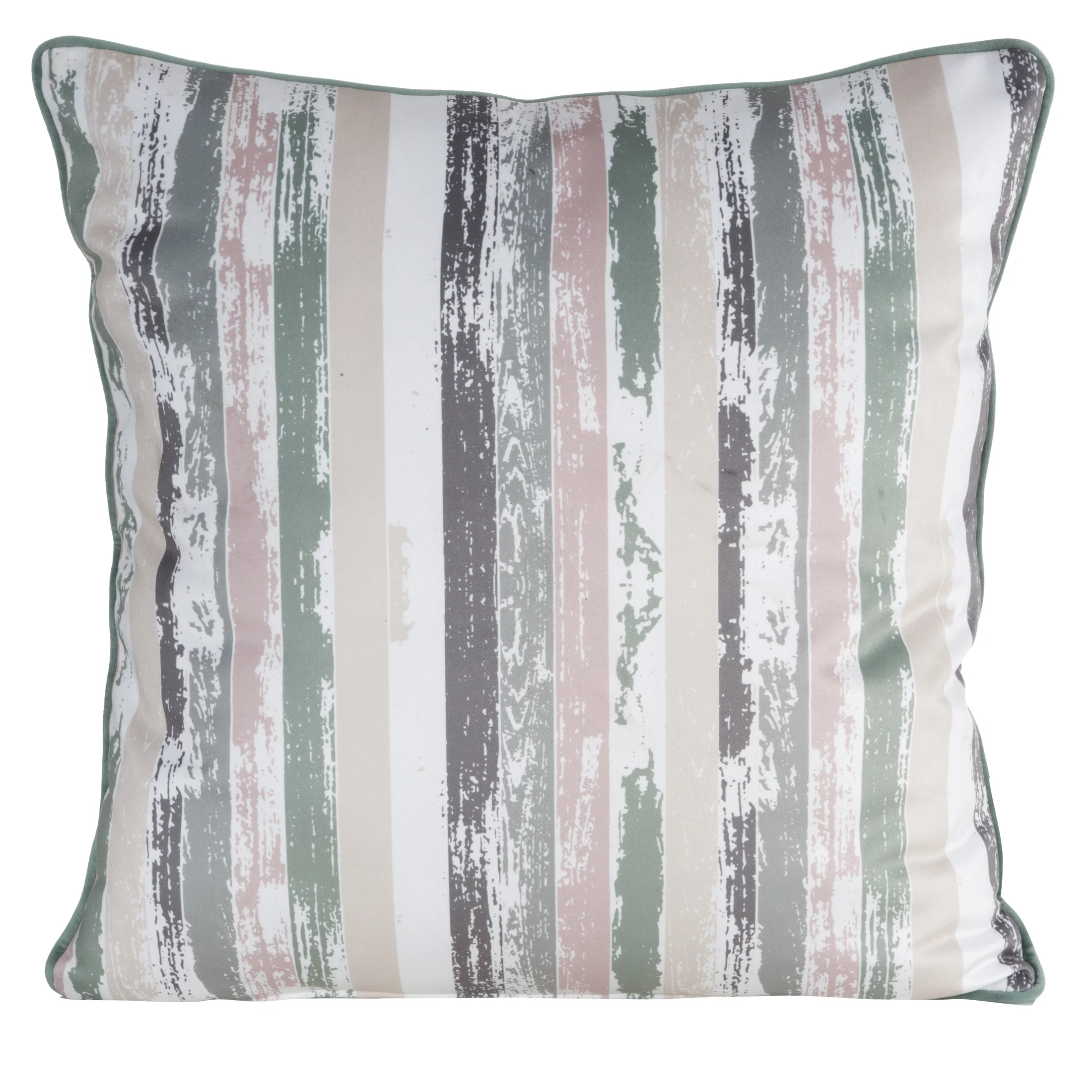 Poszewka na poduszkę dwustronna 60x60 cm welwetowa z motywem roślinnym z wypustką na brzegach biało, zielona JULIET EUROFIRANY PREMIUM