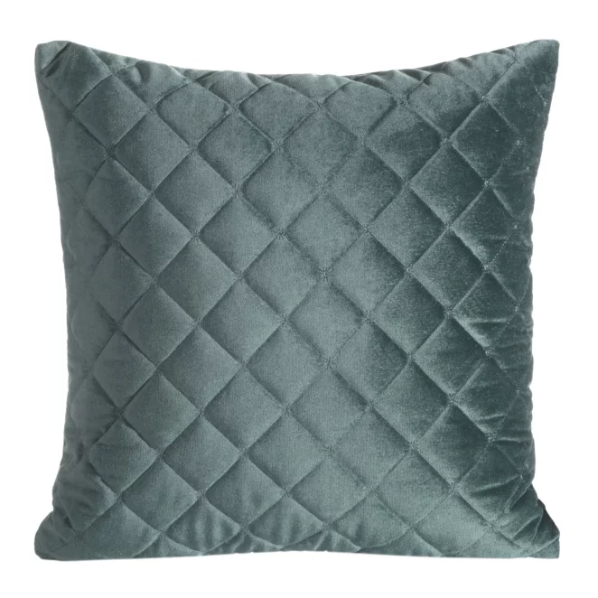 Poszewka na poduszkę 45x45 cm welwetowa pikowana metodą tradycyjnego szycia ciemnomiętowa RIA 1 EUROFIRANY PREMIUM