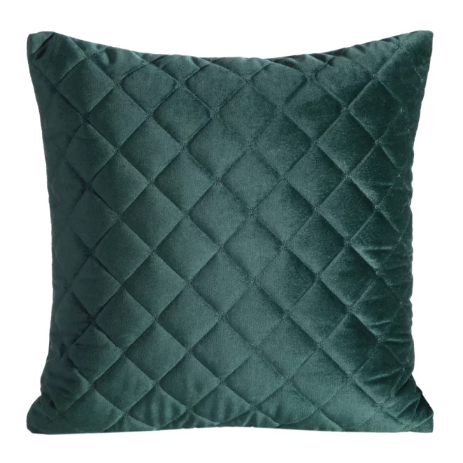 Poszewka na poduszkę 45x45 cm welwetowa pikowana metodą tradycyjnego szycia ciemnozielona RIA 1 EUROFIRANY PREMIUM