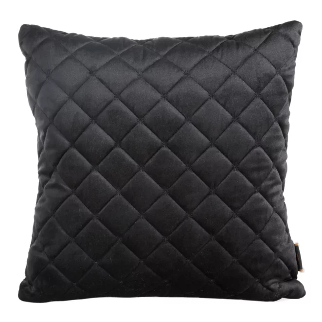 Poszewka na poduszkę 45x45 cm welwetowa pikowana metodą tradycyjnego szycia czarna RIA 1 EUROFIRANY PREMIUM