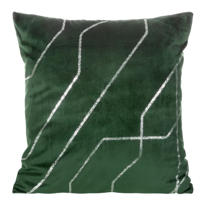 Poszewka na poduszkę 45x45 cm welwetowa z srebrnym nadrukiem ciemnozielona BLINK 37 Eurofirany