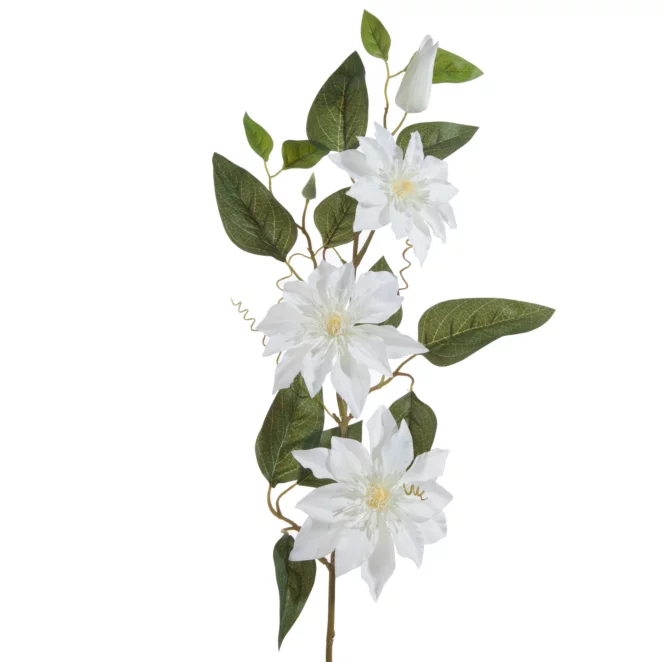 Kwiat sztuczny biało, zielony 85 cm