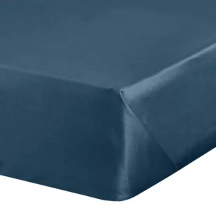 Prześcieradło bez gumki 160x210 cm z satyny bawełnianej kolor ciemnoniebieski 125 g/m2 DINA Diva Line Eurofirany