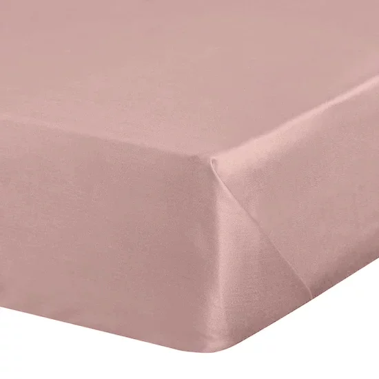 Prześcieradło bez gumki 180x210 cm z satyny bawełnianej kolor pudrowy róż 125 g/m2 DINA Diva Line Eurofirany