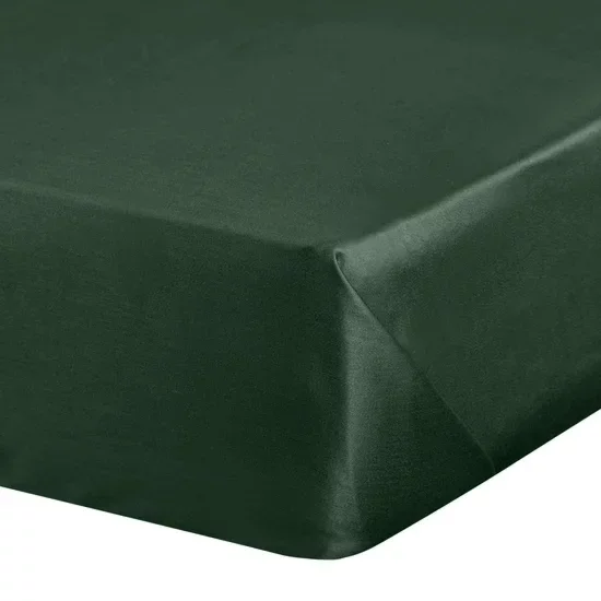 Prześcieradło bez gumki 180x210 cm z satyny bawełnianej kolor ciemnozielony 125 g/m2 DINA Diva Line Eurofirany