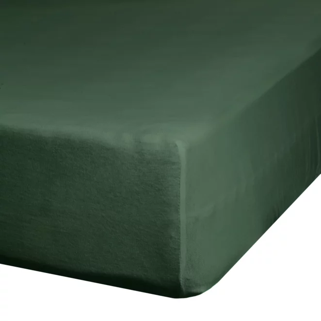 Prześcieradło gładkie z gumką 100x200 cm z satyny bawełnianej kolor ciemnozielony 125 g/m2 NOVA 3 Eurofirany