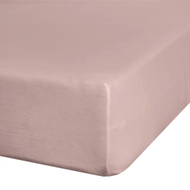 Prześcieradło jersey z gumką 120x200 cm z bawełny kolor pudrowy róż 140 g/m2 Eurofirany