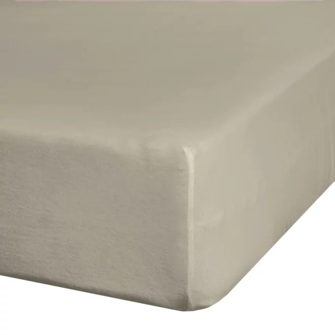 Prześcieradło jersey z gumką 140x200 cm z bawełny kolor beżowy 140 g/m2 Eurofirany