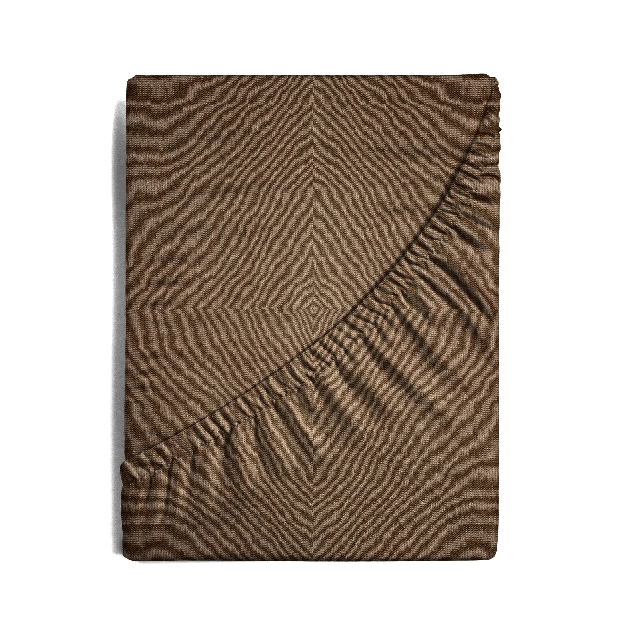 Prześcieradło jersey z gumką 220x200 cm z bawełny kolor brązowy 125 g/m2 Design 91 Eurofirany