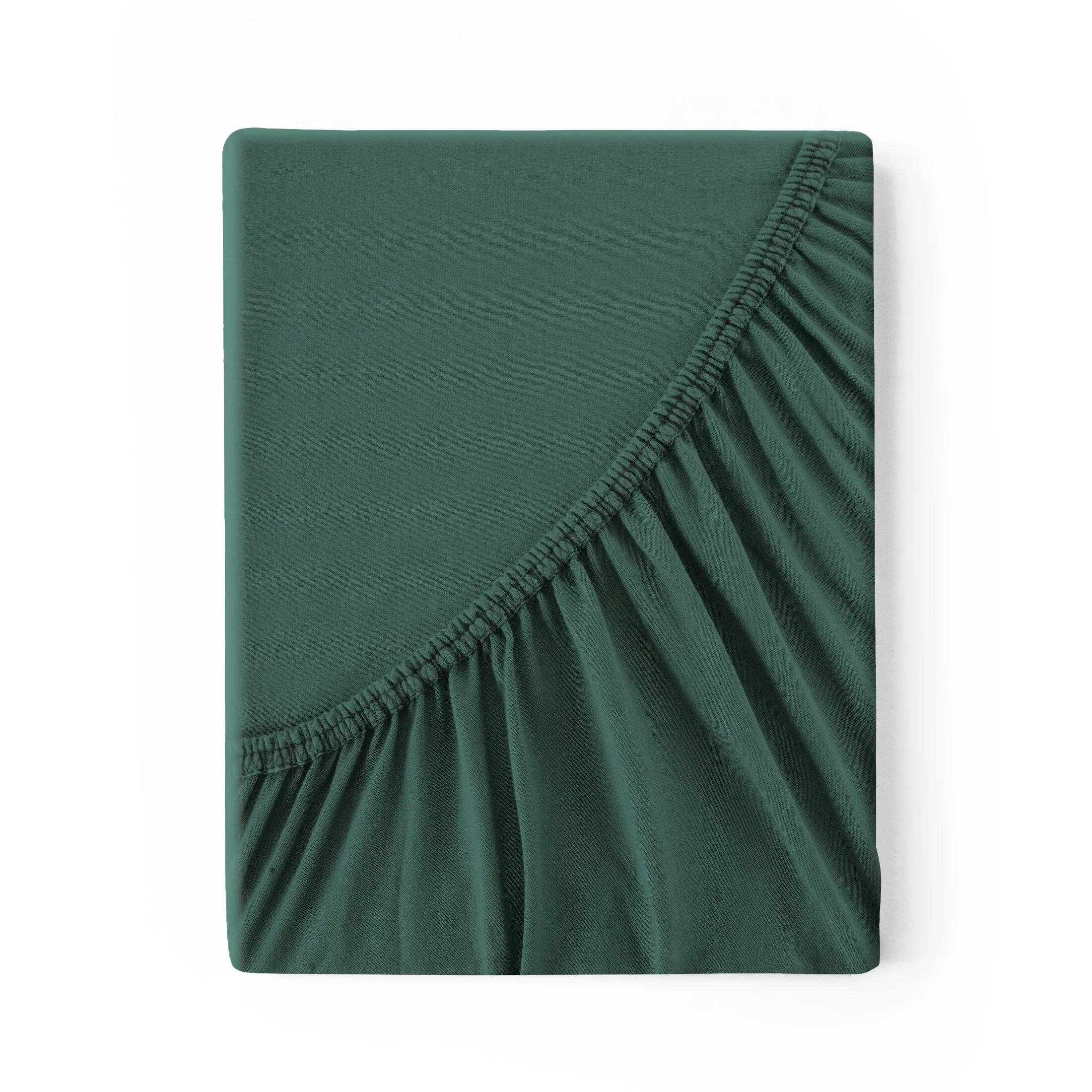 Prześcieradło jersey z gumką 240x220 cm z bawełny kolor ciemnozielony 140 g/m2 Eurofirany