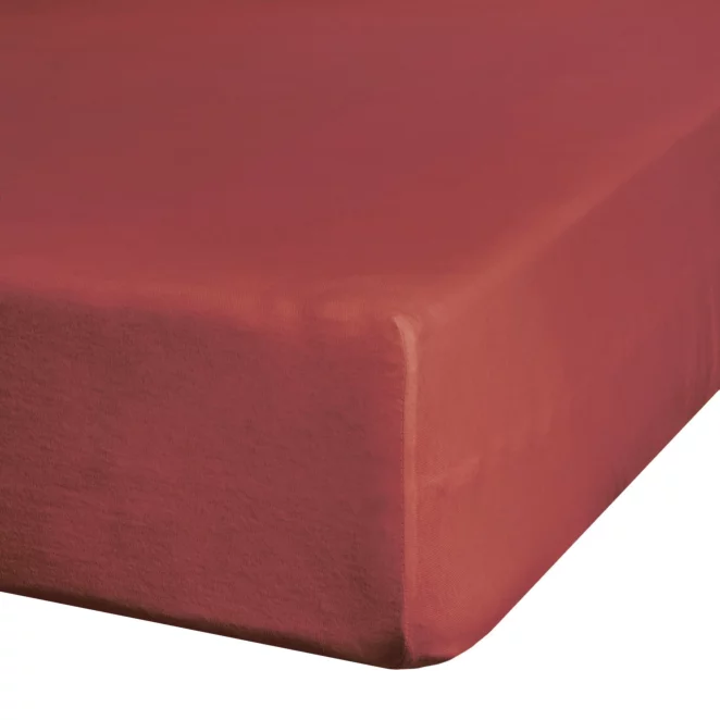Prześcieradło gładkie z gumką 220x200 cm z satyny bawełnianej kolor czerwony 125 g/m2 NOVA 3 Eurofirany