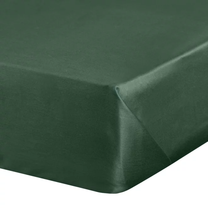 Prześcieradło gładkie bez gumki 160x210 cm z satyny bawełnianej kolor ciemnozielony 125 g/m2 NOVA Eurofirany