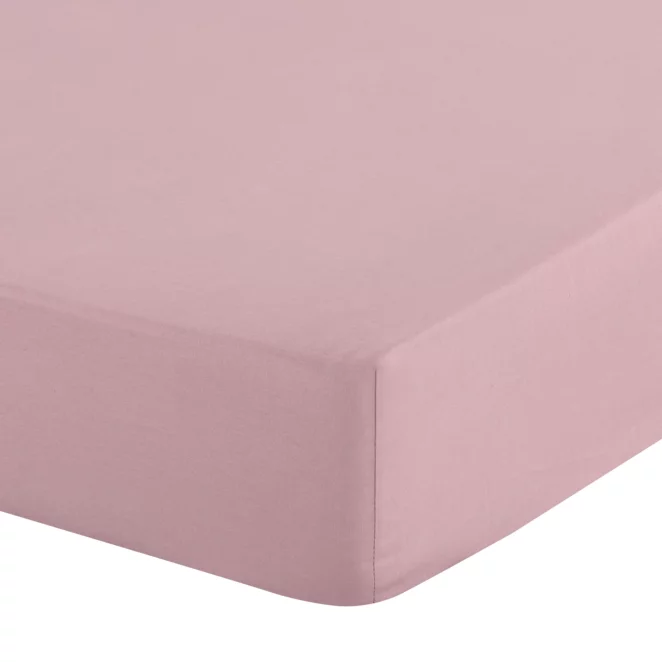 Prześcieradło z gumką 100x200 cm z bawełny kolor pudrowo różowy 105 g/m2 BASIC  Eurofirany