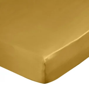 Prześcieradło z gumką 100x200 cm z satyny bawełnianej kolor musztardowy 125 g/m2 DINA Diva Line Eurofirany
