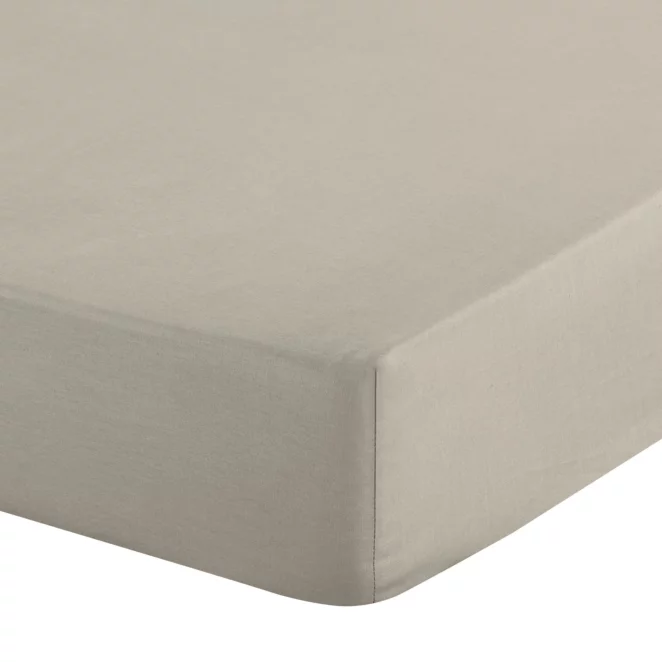 Prześcieradło z gumką 140x200 cm z bawełny kolor beżowy 105 g/m2 BASIC  Eurofirany