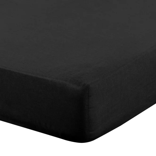 Prześcieradło z gumką 140x200 cm z bawełny kolor czarny 105 g/m2 BASIC  Eurofirany