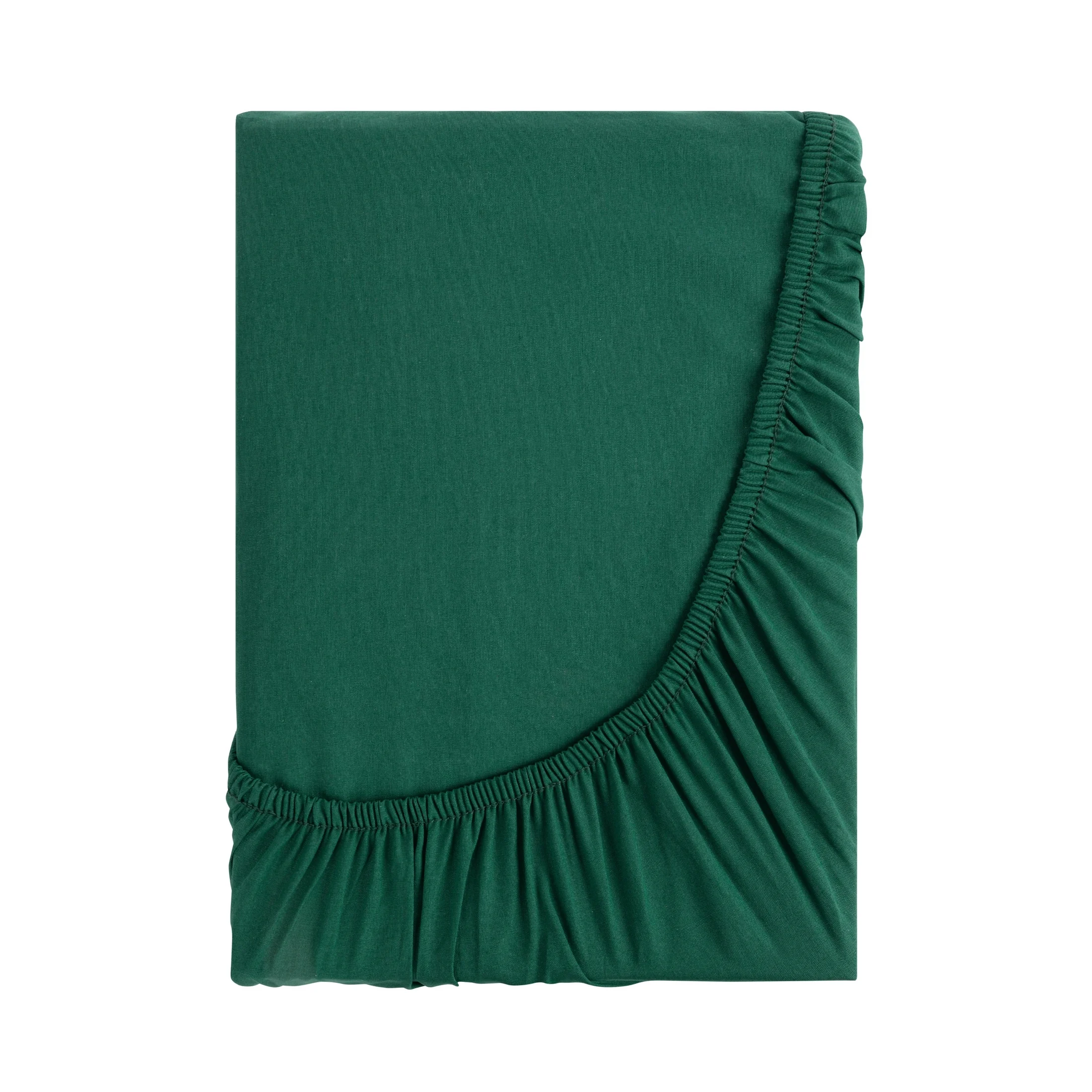 Prześcieradło z gumką 180x200 cm z bawełny kolor butelkowa zieleń 105 g/m2 BASIC Eurofirany