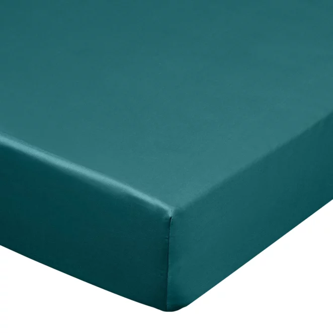 Prześcieradło z gumką 180x200 cm z satyny bawełnianej kolor turkusowy 125 g/m2 DINA Diva Line Eurofirany
