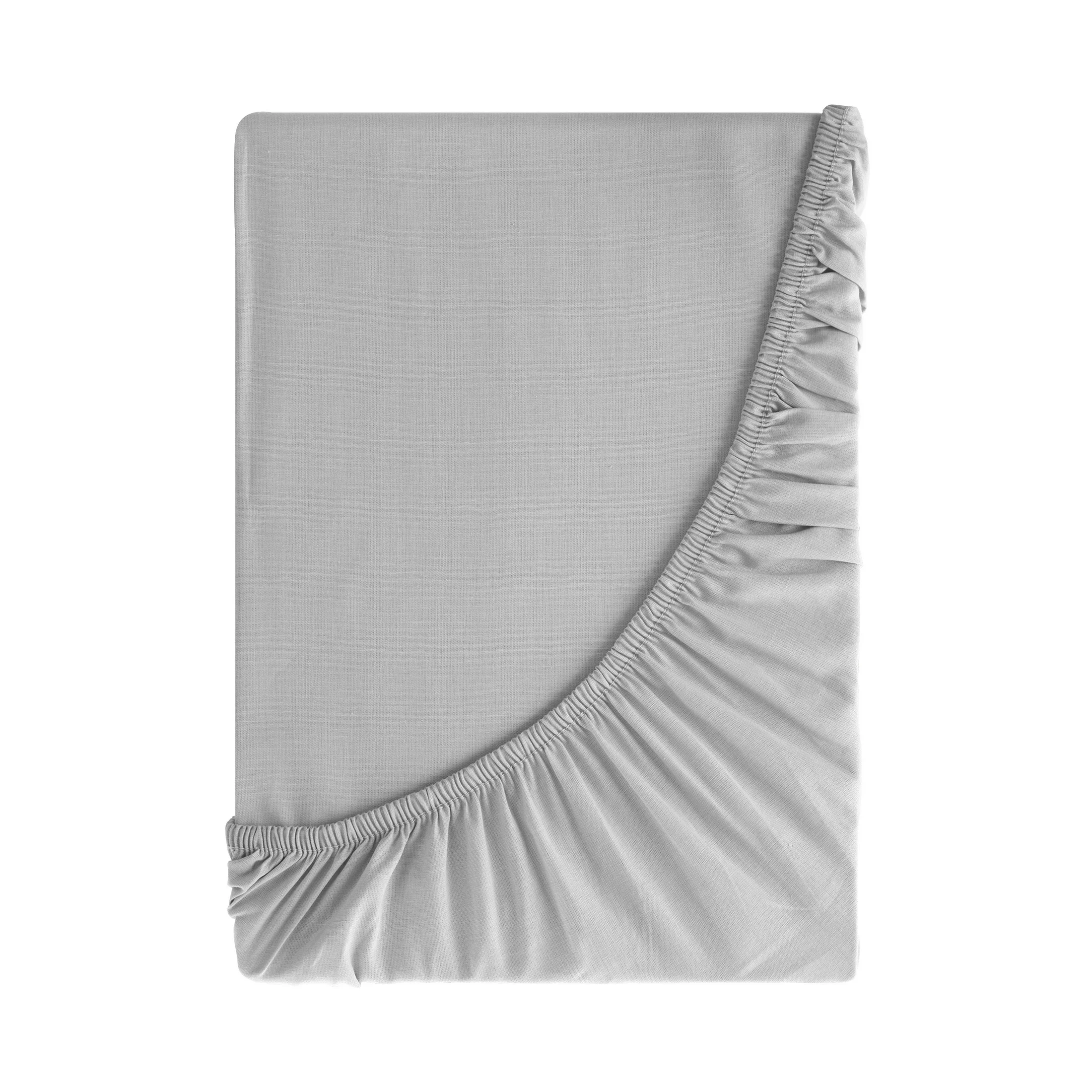 Prześcieradło z gumką 220x200 cm z bawełny kolor srebrny 105 g/m2 BASIC Eurofirany