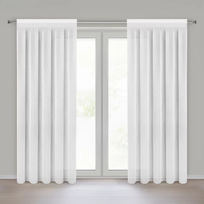 Firana biała z akcentem drobnego deszczyku 140x270 cm taśma RAIN Eurofirany