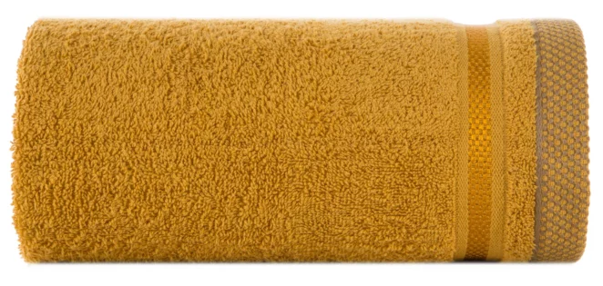 Ręcznik do rąk 30x50 cm bawełniany kolor ciemnożółty  z bordiurą w paski 500 g/m2 ABBIE Eurofirany