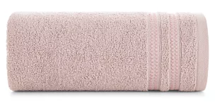 Ręcznik do rąk 30x50 cm bawełniany kolor pudrowy róż z subtelną bordiurą w paseczki 500 g/m2 ALLY Eurofirany