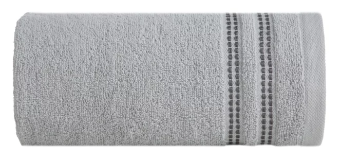 Ręcznik kąpielowy 50x90 cm bawełniany kolor srebrny z subtelną bordiurą w paseczki 500 g/m2ALLY Eurofirany