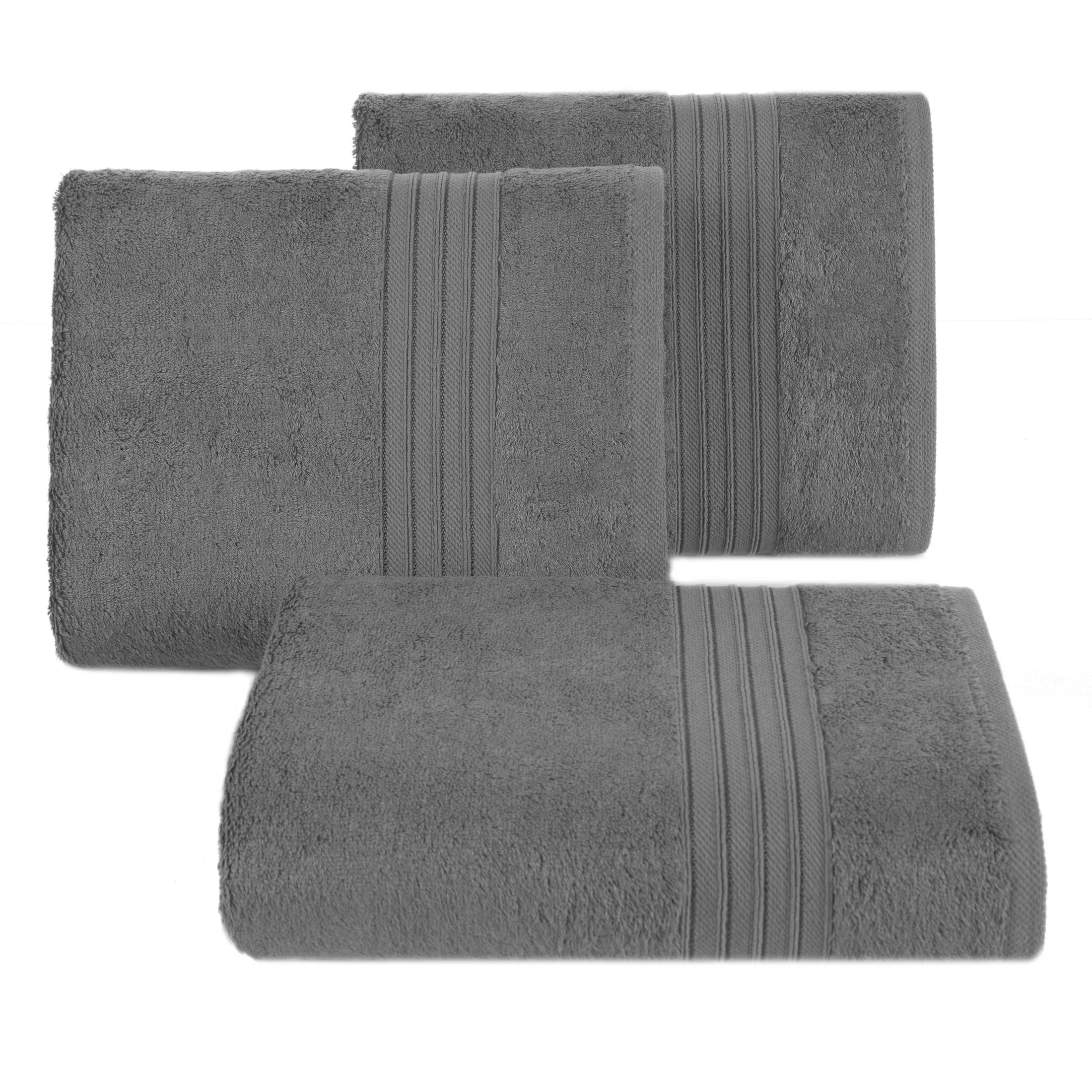Ręcznik do rąk 30x50 cm bawełniany kolor stalowy zdobiony bordiura w paski 550 g/m2 AURA Eurofirany