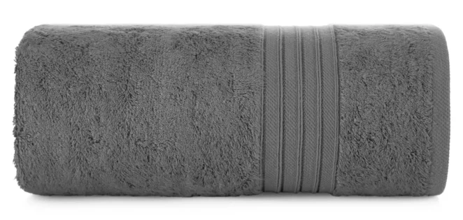 Ręcznik kąpielowy 50x90 cm bawełniany kolor stalowy zdobiony bordiura w paski 550 g/m2 AURA Eurofirany