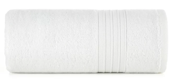 Ręcznik do rąk 30x50 cm bawełniany kolor biały zdobiony bordiura w paski 550 g/m2 AURA Eurofirany