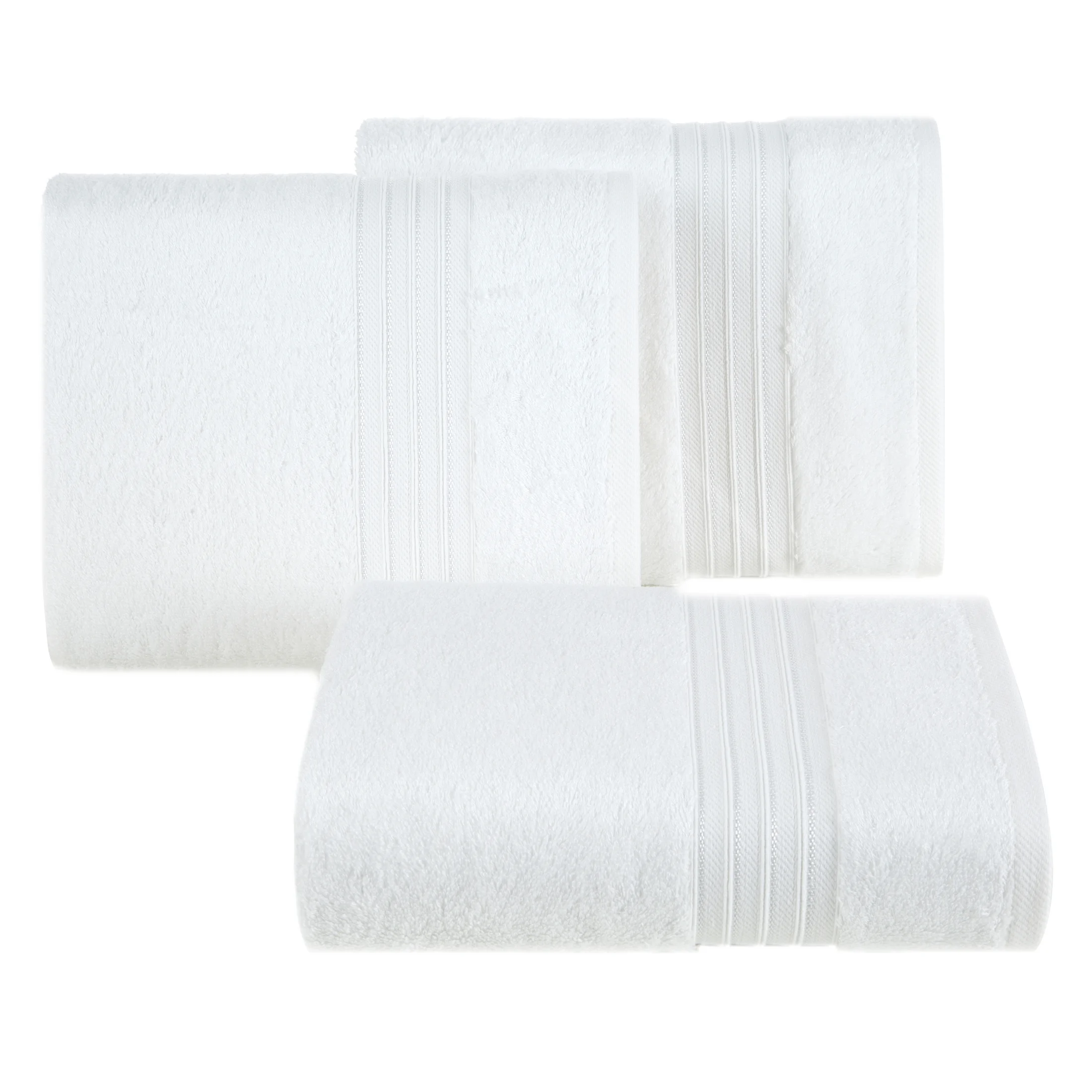Ręcznik do rąk 30x50 cm bawełniany kolor biały zdobiony bordiura w paski 550 g/m2 AURA Eurofirany