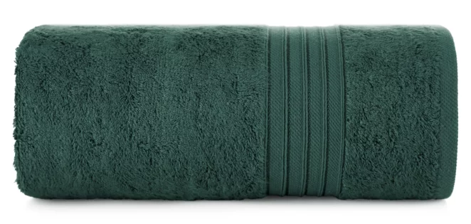 Ręcznik do rąk 30x50 cm bawełniany kolor ciemnozielony zdobiony bordiura w paski 550 g/m2 AURA Eurofirany