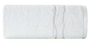 Ręcznik kąpielowy 50x90 cm bawełniany kolor biały zdobiony bordiurą z błyszczącym wzorem 500 g/m2 KARIN Eurofirany