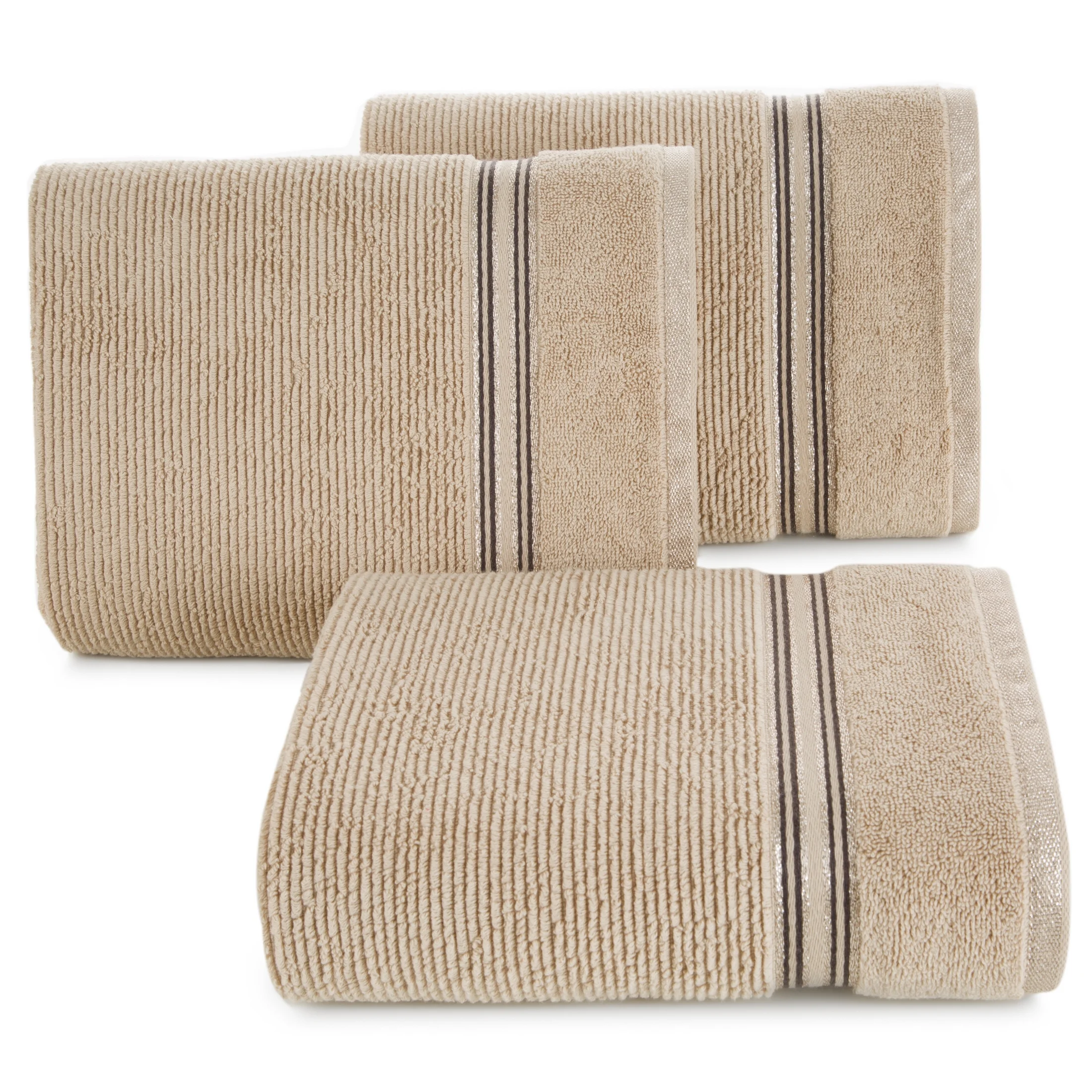 Ręcznik do rąk 30x50 cm bawełniany kolor beżowy z błyszczącą bordiurą 530 g/m2 FILON Eurofirany