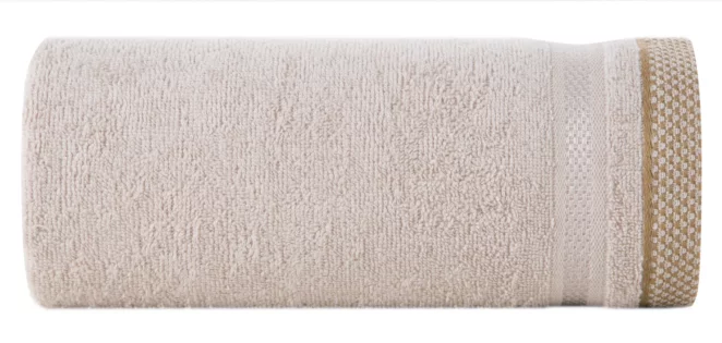 Ręcznik do rąk 30x50 cm bawełniany kolor beżowy z bordiurą w paski 500 g/m2 ABBIE Eurofirany