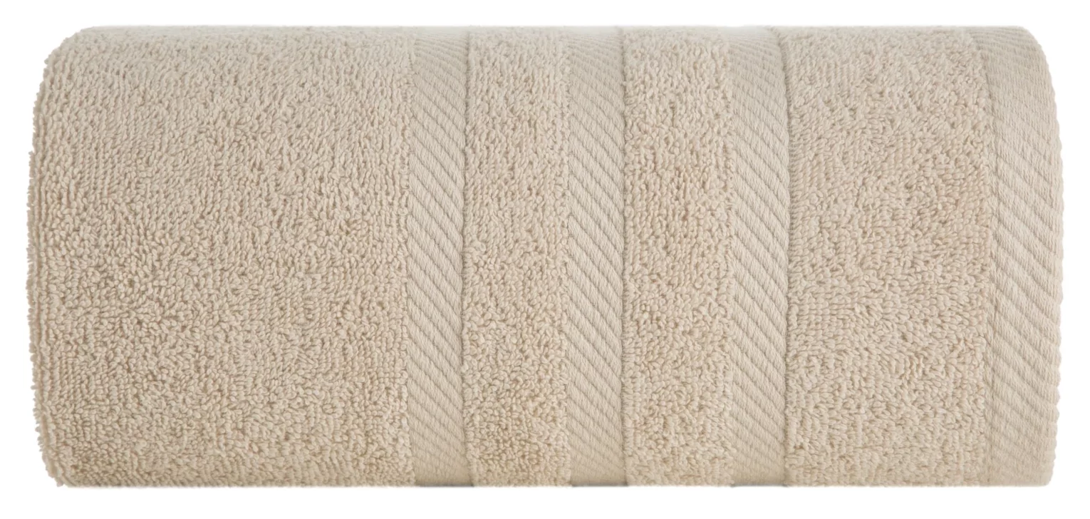Ręcznik do rąk 30x50 cm bawełniany kolor beżowy z ozdobną bordiurą 500 g/m2 MILO Eurofirany