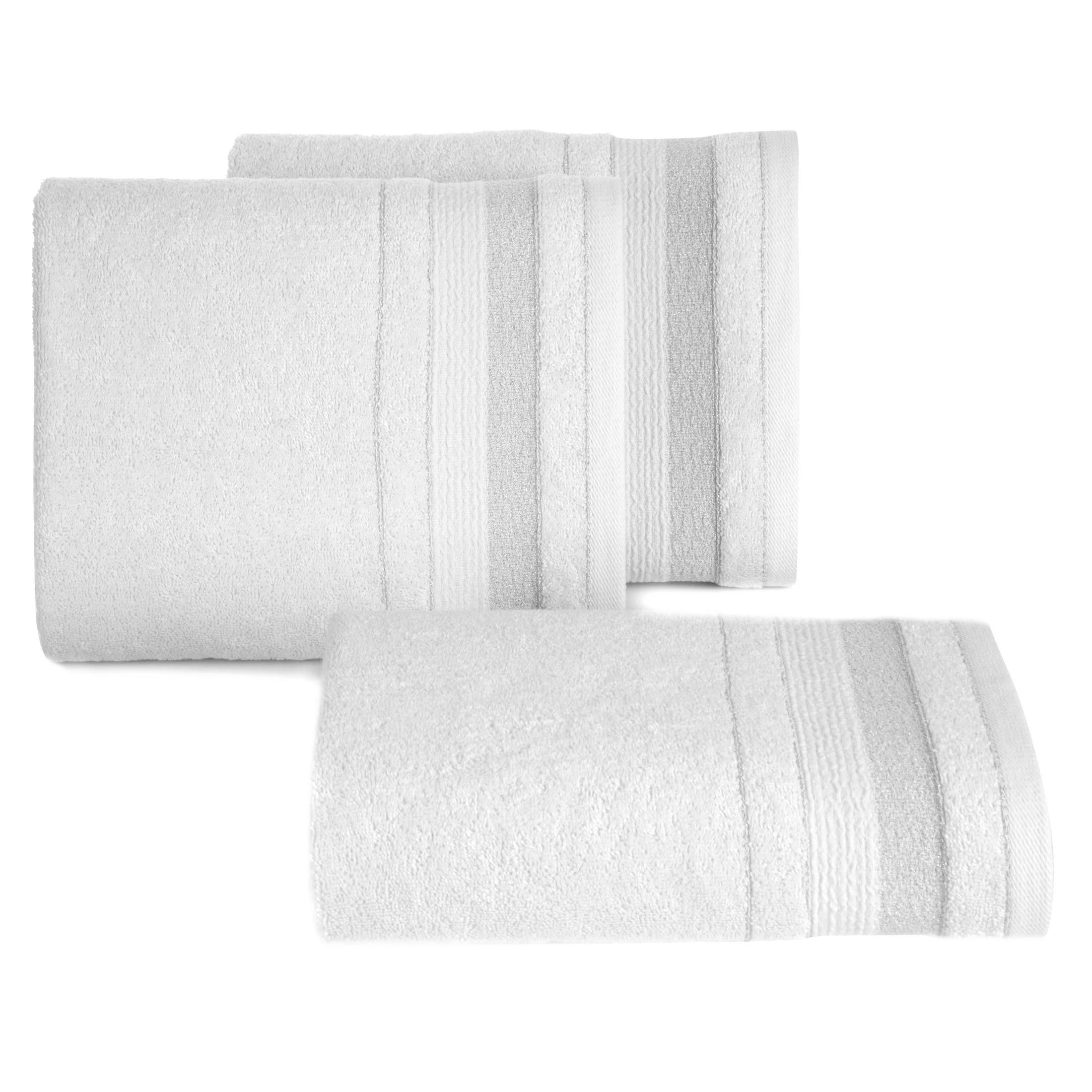 Ręcznik do rąk 30x50 cm bawełniany kolor biały w pasy przetykany błyszczącą nicią 500 g/m2 APRIL Eurofirany