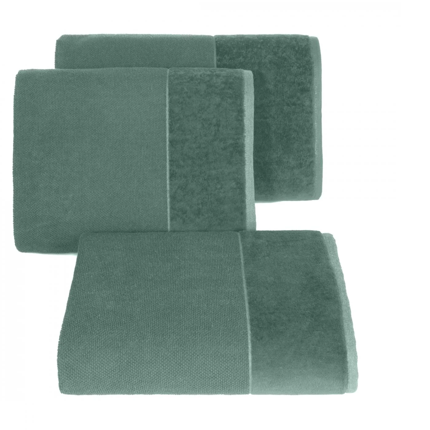 Ręcznik do rąk 30x50 cm bawełniany kolor ciemnomiętowy z bordiurą z weluru 500 g/m2 LUCY Eurofirany