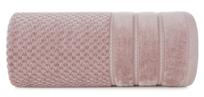 Ręcznik do rąk 30x50 cm bawełniany kolor ciemnoróżowy z ozdobną bordiurą w paseczki 500 g/m2 ADORE Eurofirany