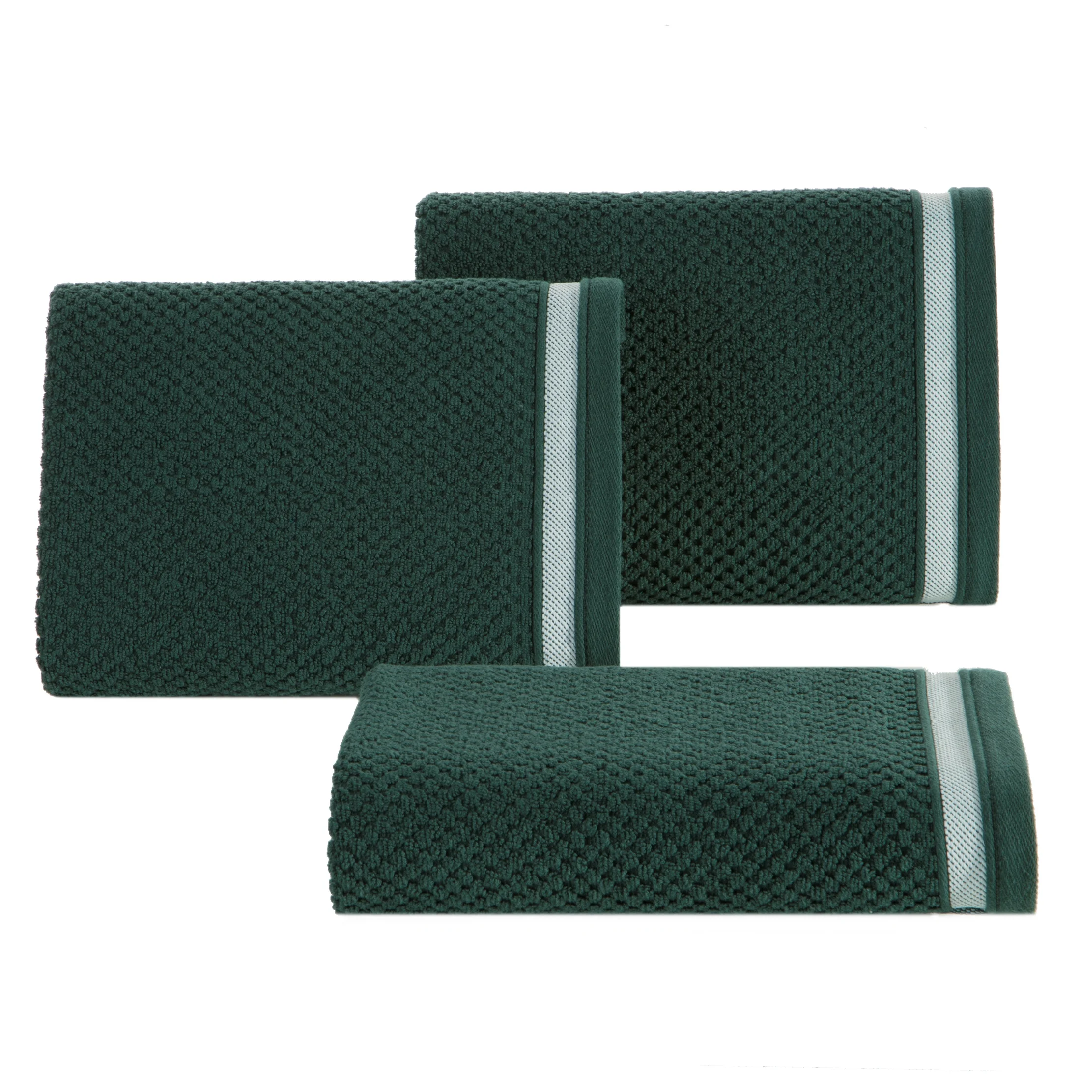 Ręcznik do rąk 30x50 cm bawełniany kolor ciemnozielony w pasy 500 g/m2 MADLEN Eurofirany