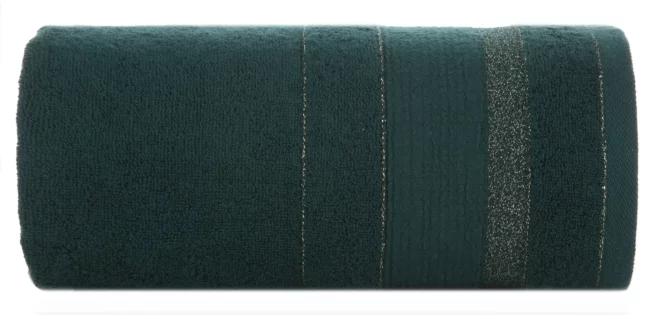 Ręcznik do rąk 30x50 cm bawełniany kolor ciemnozielony w pasy przetykany błyszczącą nicią 500 g/m2 APRIL Eurofirany