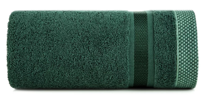 Ręcznik do rąk 30x50 cm bawełniany kolor ciemnozielony z bordiurą w paski 500 g/m2 ABBIE Eurofirany