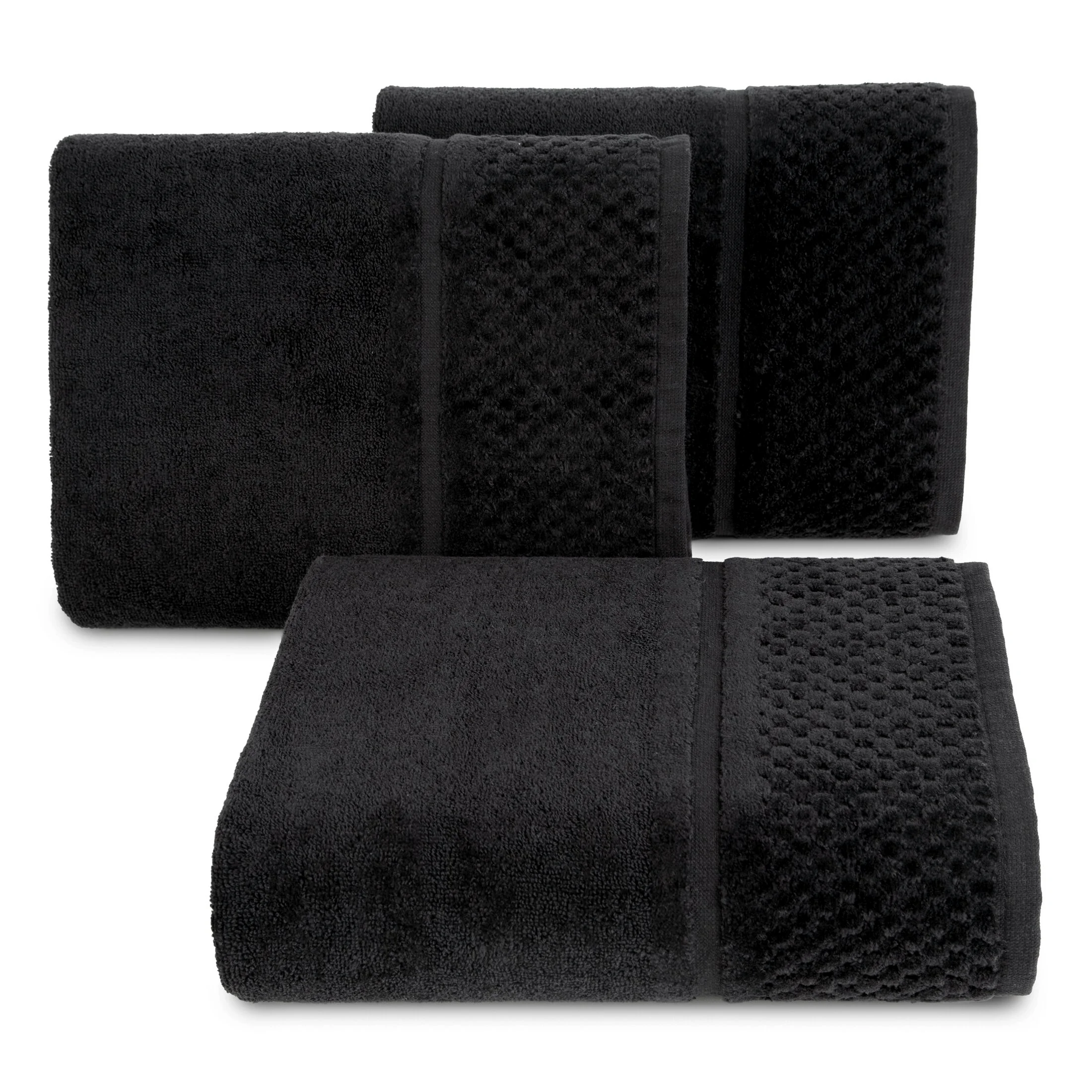 Ręcznik do rąk 30x50 cm bawełniany kolor czarny z efektowną bordiurą 550 g/m2 IBIZA Eurofirany