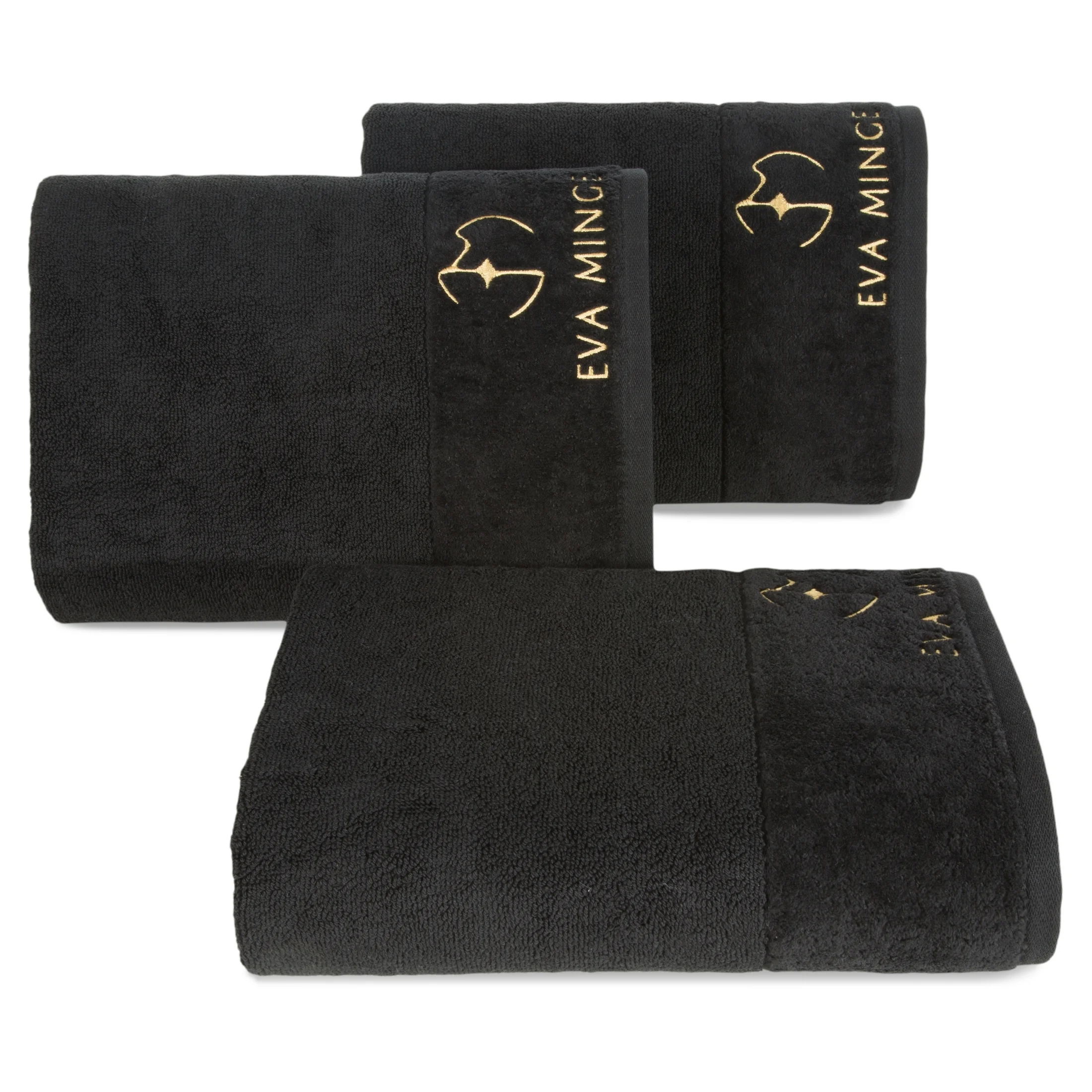 Ręcznik do rąk 30x50 cm bawełniany kolor czarny z haftowanym logiem Eva Minge 550 g/m2 GAJA Eurofirany