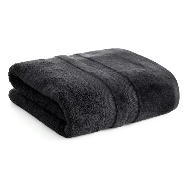Ręcznik do rąk 30x50 cm bawełniany kolor czarny z welwetową bordiurą w pasy 500 g/m2 PORTO Eurofirany