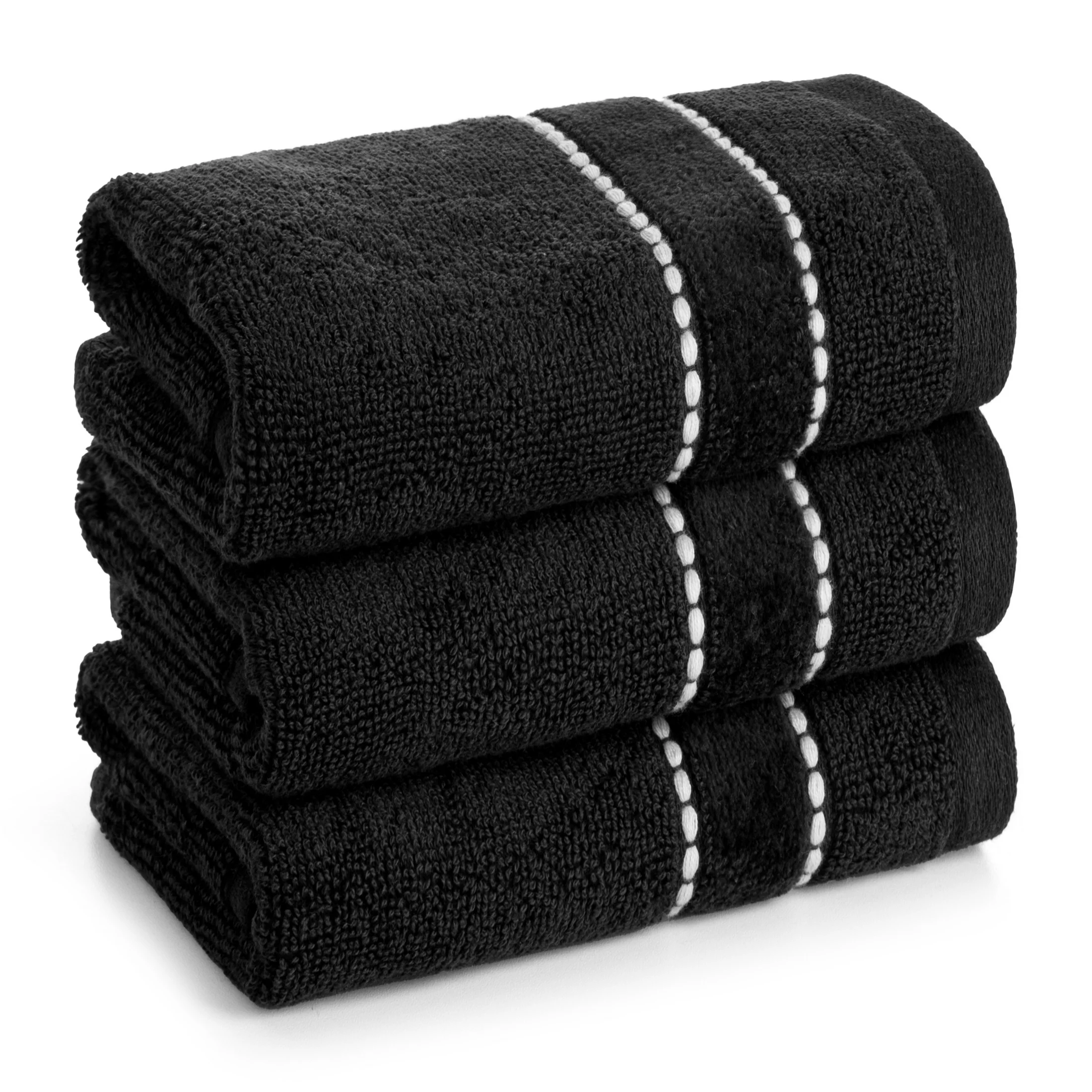 Ręcznik do rąk 30x50 cm bawełniany, kolor czarny, ze stebnowaną bordiurą 500 g/m² NELLY Eurofirany