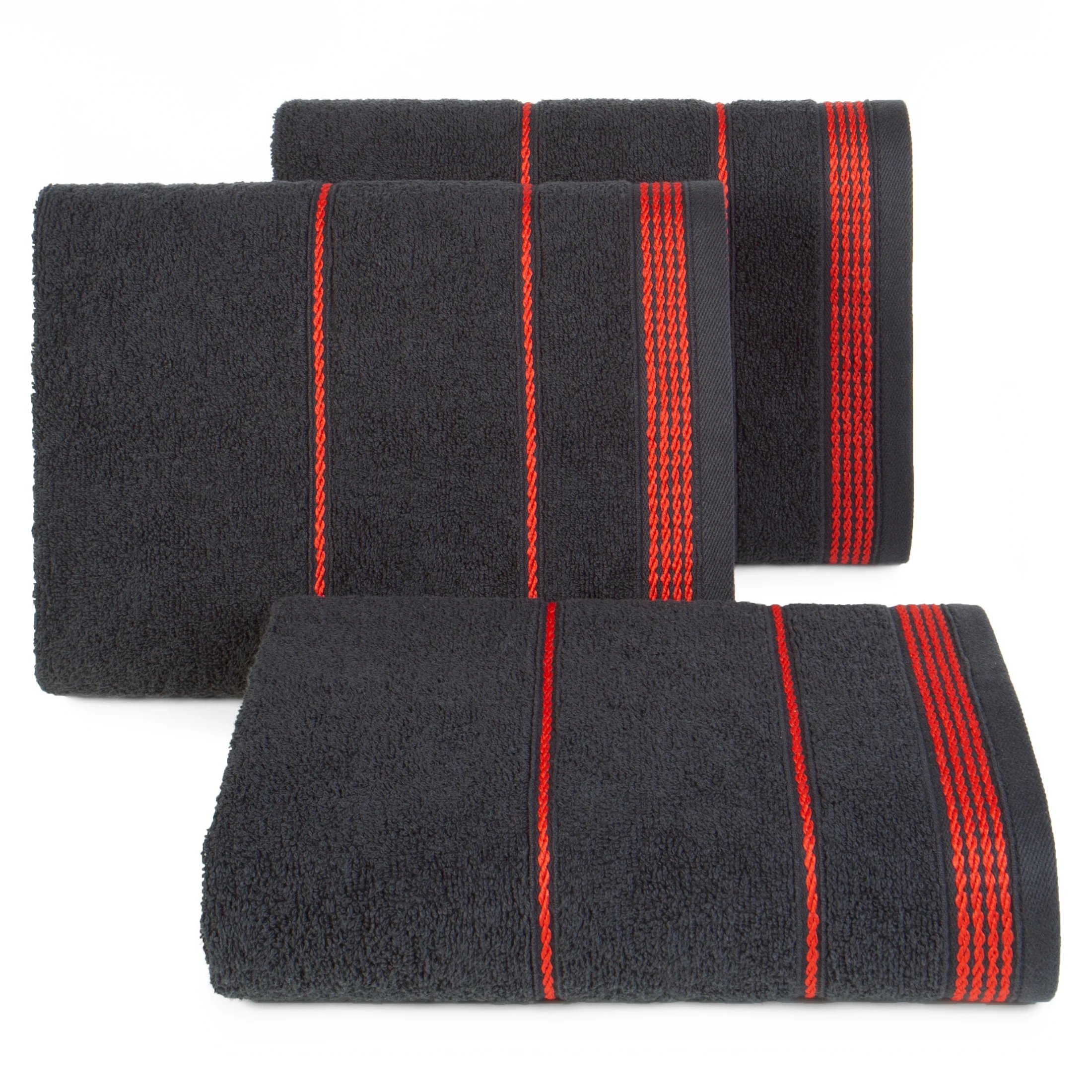 Ręcznik do rąk 30x50 cm bawełniany kolor czarny ze stębnowaną bordiurą 500 g/m2 MIRA Eurofirany